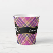 Rosa, Gold und Blauer Tartan Milchtasse (Vorderseite)