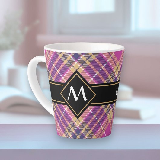 Rosa, Gold und Blauer Tartan Milchtasse