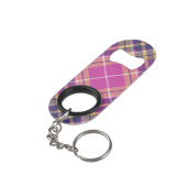 Rosa, Gold und Blauer Tartan Mini Flaschenöffner (Rückseite Schrägansicht)
