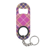Rosa, Gold und Blauer Tartan Mini Flaschenöffner (Rückseite)