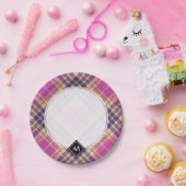 Rosa, Gold und Blauer Tartan Pappteller (Party)