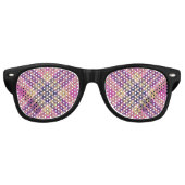 Rosa, Gold und Blauer Tartan Partybrille (Vorderseite)