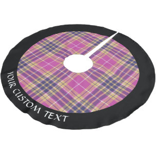 Rosa, Gold und Blauer Tartan Polyester Weihnachtsbaumdecke