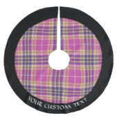 Rosa, Gold und Blauer Tartan Polyester Weihnachtsbaumdecke (Vorderseite)