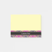 Rosa, Gold und Blauer Tartan Post-it Klebezettel (Vorderseite)