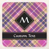 Rosa, Gold und Blauer Tartan Rechteckiger Pappuntersetzer (Vorderseite)