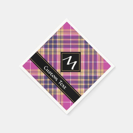 Rosa, Gold und Blauer Tartan Serviette (Ecke)