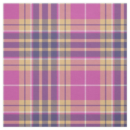 Rosa, Gold und Blauer Tartan Stoff (Muster)