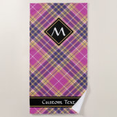 Rosa, Gold und Blauer Tartan Strandtuch (Vorderseite)