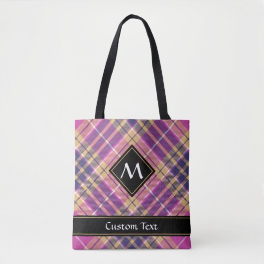 Rosa, Gold und Blauer Tartan Tasche (Vorderseite)