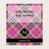 Rosa, Gold und Blauer Tartan Visitenkarten (Außenseite Aufgefaltet)