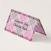 Rosa, Gold und Blauer Tartan Visitenkarten (Rückseite)