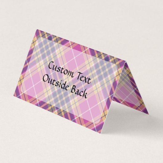 Rosa, Gold und Blauer Tartan Visitenkarten (Rückseite)