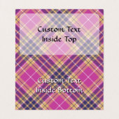 Rosa, Gold und Blauer Tartan Visitenkarten (Innenseite Aufgefaltet)