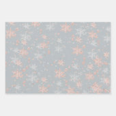 Rosa Gold und Silberschneeflocken in Grautönen Geschenkpapier Set (Vorderseite 2)