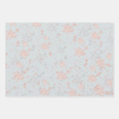 Rosa Gold und Silberschneeflocken in Grautönen Geschenkpapier Set (Vorderseite)