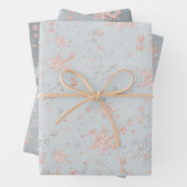 Rosa Gold und Silberschneeflocken in Grautönen Geschenkpapier Set (Beispiel)