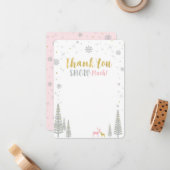 Rosa, Gold und Silver Winter Wunderland Vielen Dan Mitteilungskarte (Vorderseite/Rückseite Beispiel)