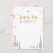 Rosa, Gold und Silver Winter Wunderland Vielen Dan Mitteilungskarte (Vorne/Hinten)