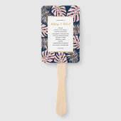 Rosa Gold und tropische Blätter Hochzeitsfeier Fächer (Vorderseite)