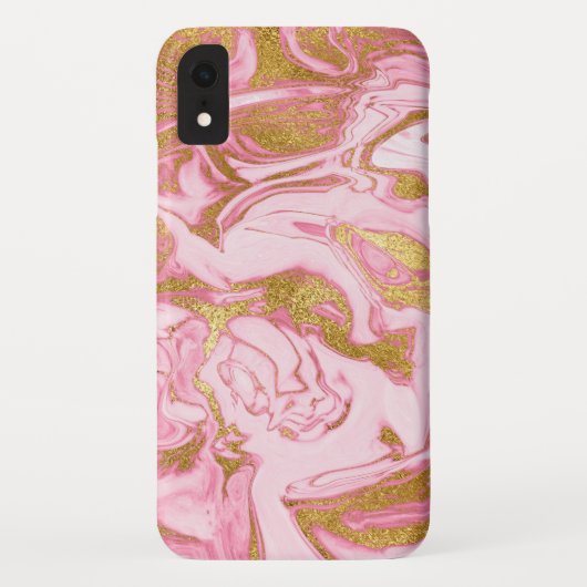 Rosa, Gold und weißer Marmor Elegant Moderne Case-Mate iPhone Hülle (Rückseite)