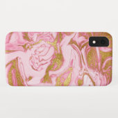 Rosa, Gold und weißer Marmor Elegant Moderne Case-Mate iPhone Hülle (Rückseite (Horizontal))