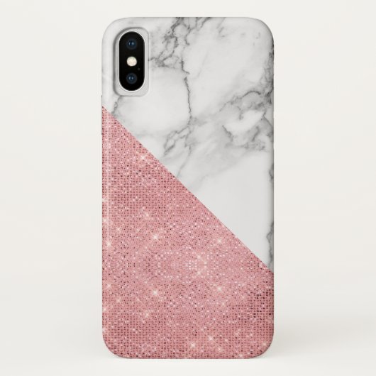 Rosa Gold und weißes Marmormuster Case-Mate iPhone Hülle (Rückseite)