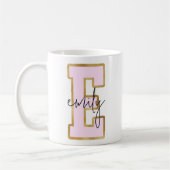Rosa Gold Uni Varsity Letter Monogram E Kaffeetasse (Links)