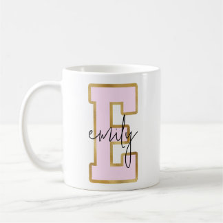 Rosa Gold Uni Varsity Letter Monogram E Kaffeetasse