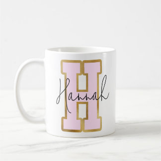 Rosa Gold Uni Varsity Letter Monogram H Kaffeetasse