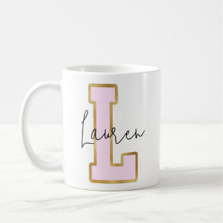 Rosa Gold Uni Varsity Letter Monogram L Kaffeetasse