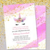 Rosa Gold Unicorn Kinderdusche Einladung