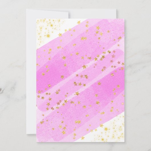 Rosa Gold Unicorn Kinderdusche Einladung (Rückseite)