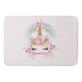 Rosa Gold UNICORN Regenbogen Blume Girls NAMED Ges Badematte (Vorderseite)