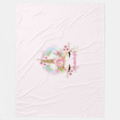 Rosa Gold UNICORN Regenbogen Blume Girls NAMED Ges Fleecedecke (Vorderseite)