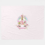 Rosa Gold UNICORN Regenbogen Blume Girls NAMED Ges Fleecedecke (Vorderseite (Horizontal))