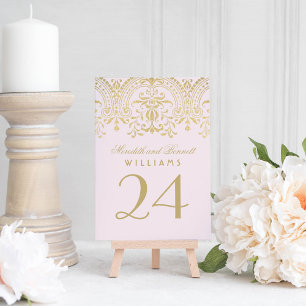 Rosa Gold Vintage Glamour Tischnummernkarte Einladung