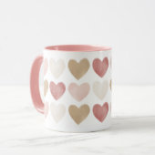 Rosa Gold Wasserfarbe Herz Valentinstag Tasse (Vorderseite Links)