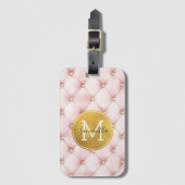Rosa Gold Wasserfarbe Konfetti Monogramm Mädchenha Gepäckanhänger (Vorderseite Vertikal)
