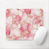 Rosa Gold-Wasserfarbe-Seeglas-Mosaikmuster Mousepad (Mit Mouse)
