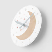 Rosa Gold Wasserfarbenmoon und Sterne Runde Wanduhr (Winkel)