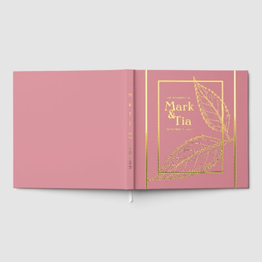 Rosa Gold Wedding Foil Gästebuch (Voll)