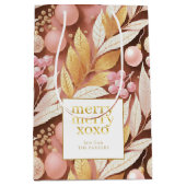 Rosa Gold Weihnachten Merry Pattern#22 ID1009 Mittlere Geschenktüte (Vorderseite)