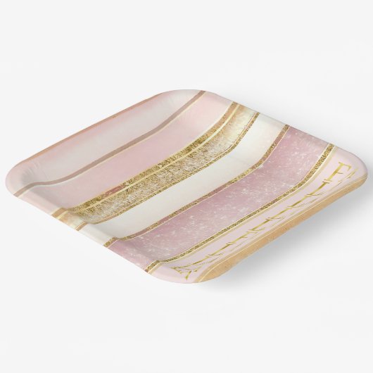 Rosa Gold Weihnachtsfest La Pattern#27 ID1009 Pappteller (Gewinkelt)