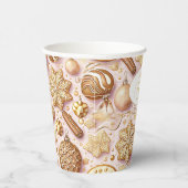 Rosa Gold Weihnachtsmuster#12 ID1009 Pappbecher (Rechts)