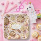 Rosa Gold Weihnachtsmuster#12 ID1009 Pappteller (Party)