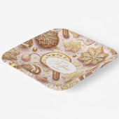 Rosa Gold Weihnachtsmuster#12 ID1009 Pappteller (Gewinkelt)