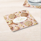 Rosa Gold Weihnachtsmuster#12 ID1009 Rechteckiger Pappuntersetzer (angewinkelt)