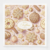 Rosa Gold Weihnachtsmuster#12 ID1009 Serviette (Vorderseite)