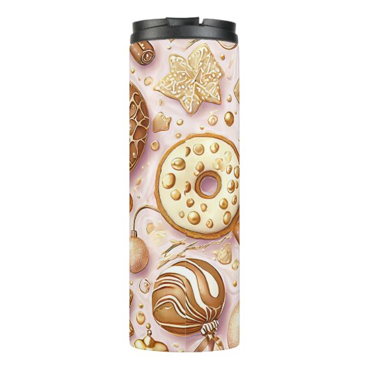Rosa Gold Weihnachtsmuster#12 ID1009 Thermosbecher (Rückseite)